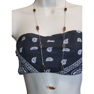 NWOT Women's Jewelry Brown Oval stone Long Station Necklace